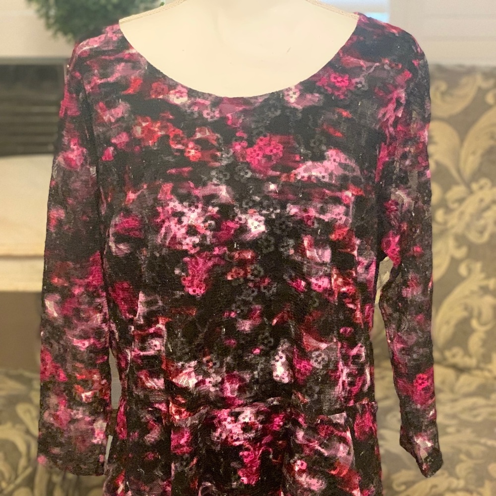 Black lace peplums style blouse/Top- size 2x